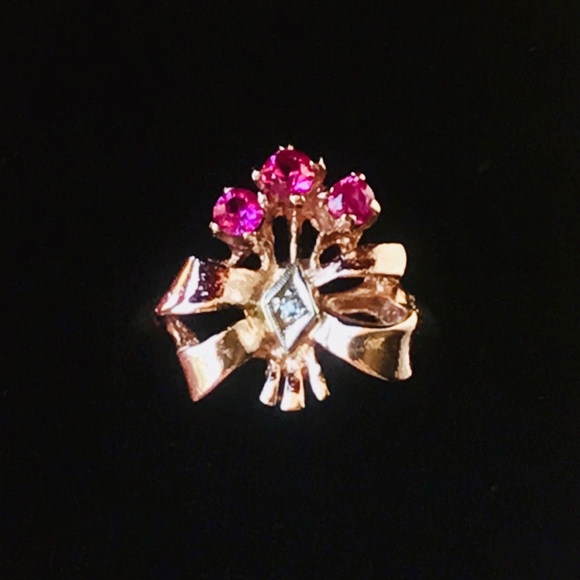❌❌❌SOLD ❌❌❌RUBIES AND DIAMOND 14 KT ROSE GOLD RING - Picture 13 of 16